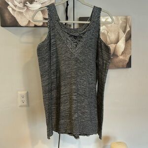 Express Heathered Grey/Black Cotton Sweater Size XS